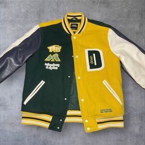 Zara Bomber Jacket Underground Is Freedom - Green & Yellow Size M